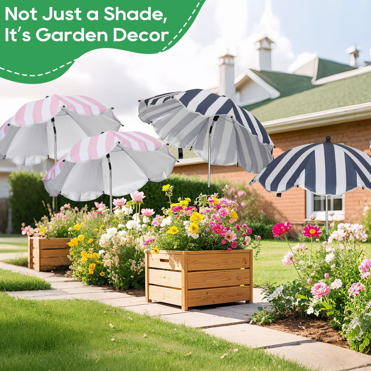 Adjustable Plant Sun Shade Umbrellas, 6 Pack Garden Covers for Potted Plants & Flowers