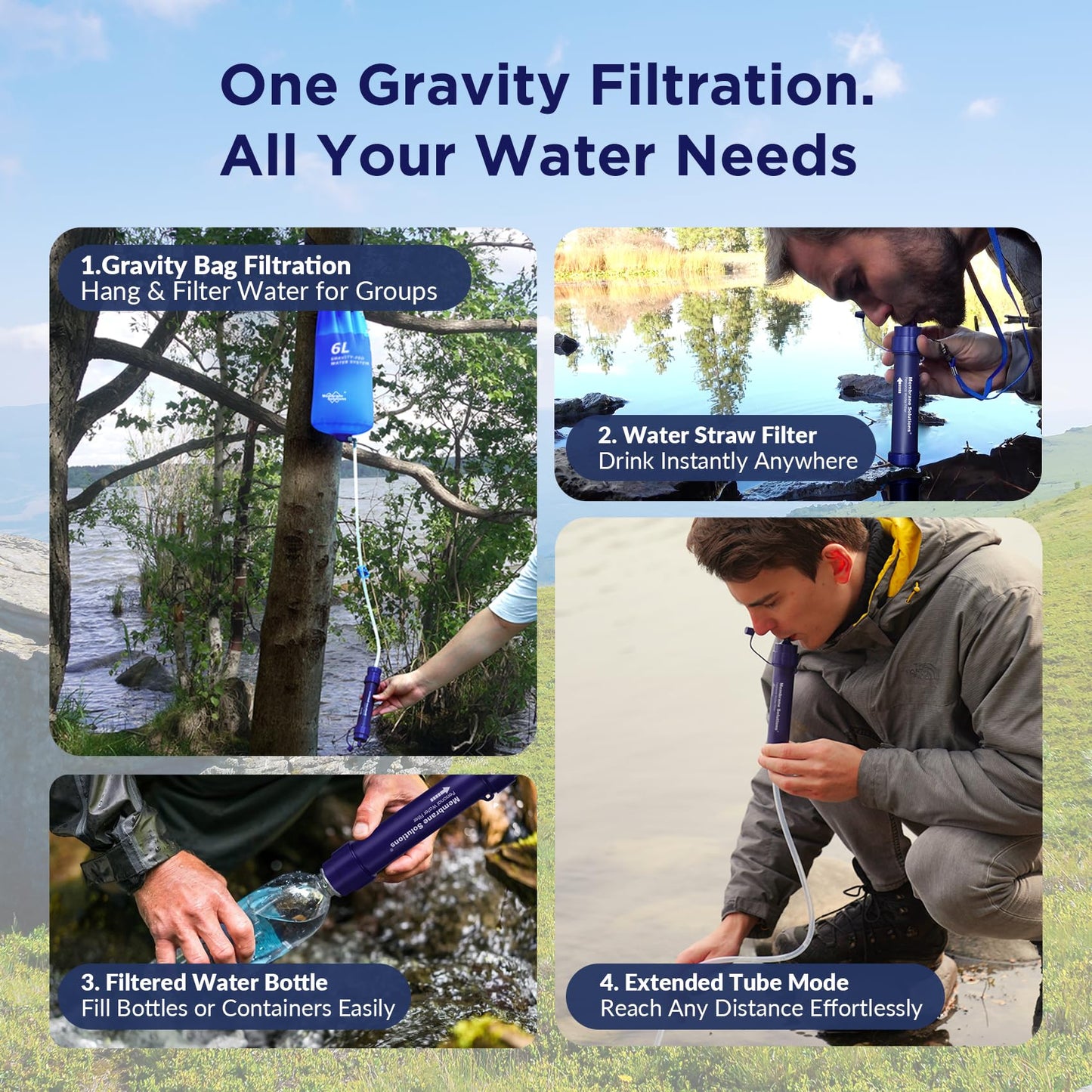 Portable Gravity Water Filter System for Camping & Emergency Prep