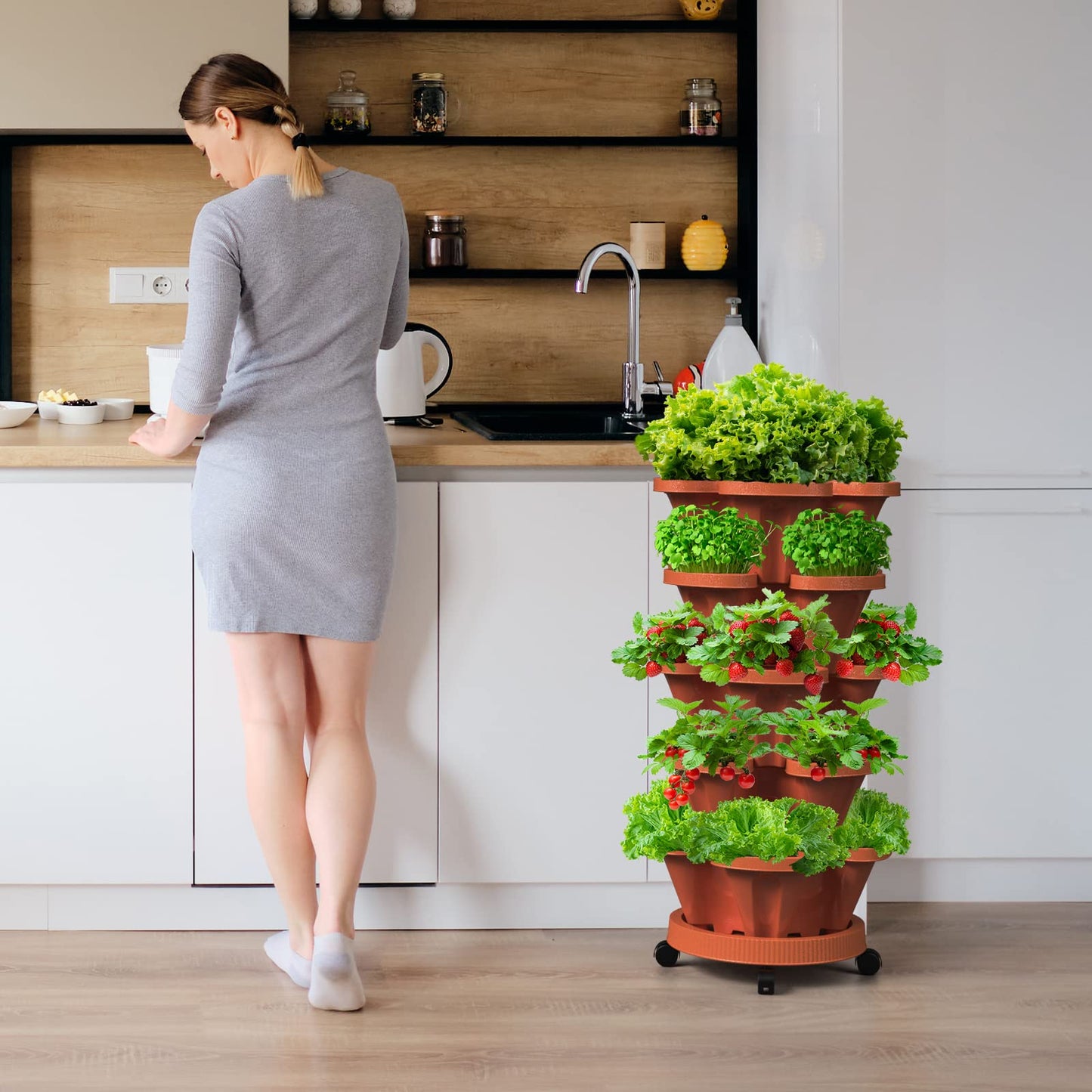 Stackable Vertical Planter with Wheels