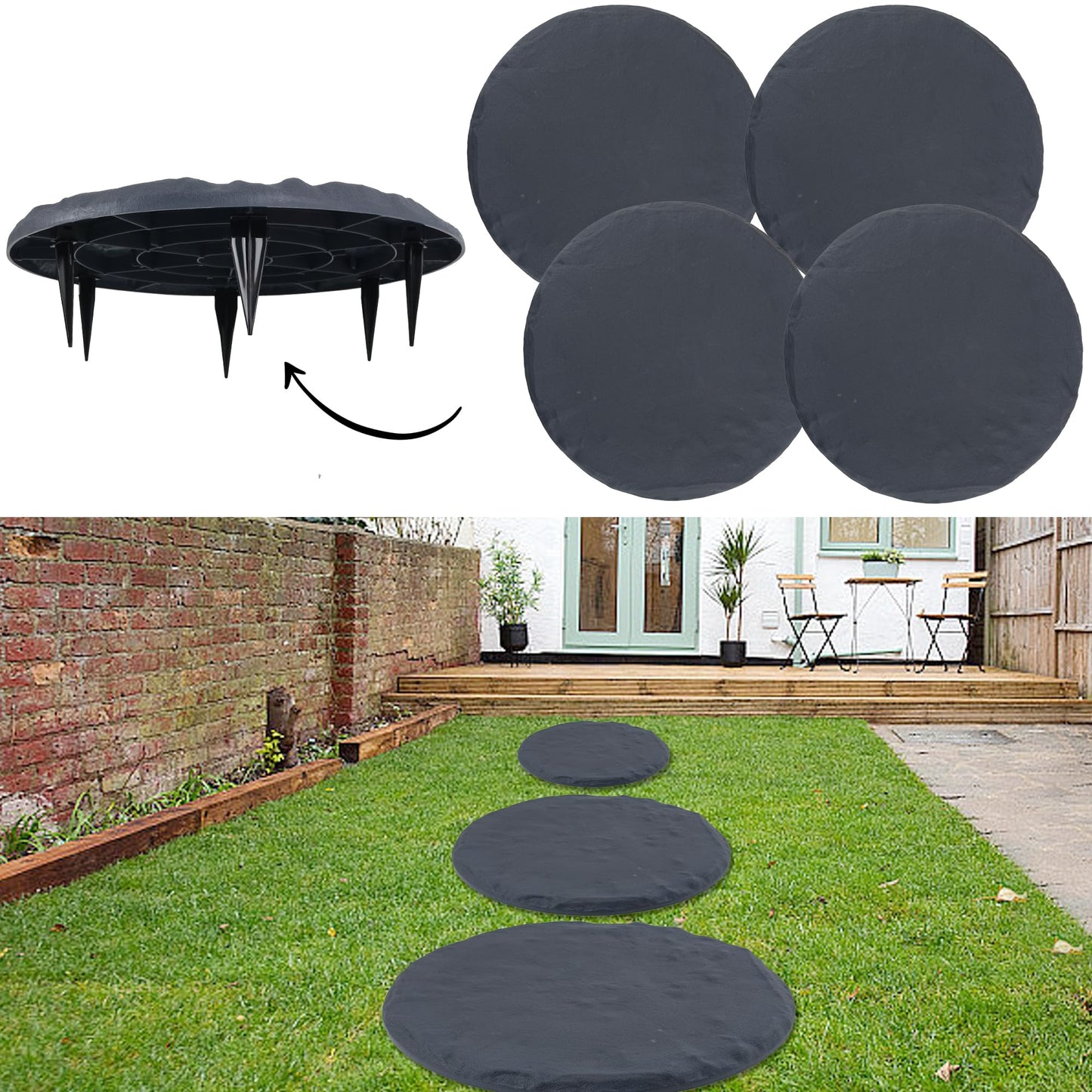 6Pcs Plastic Stepping Stones for Garden Walkway