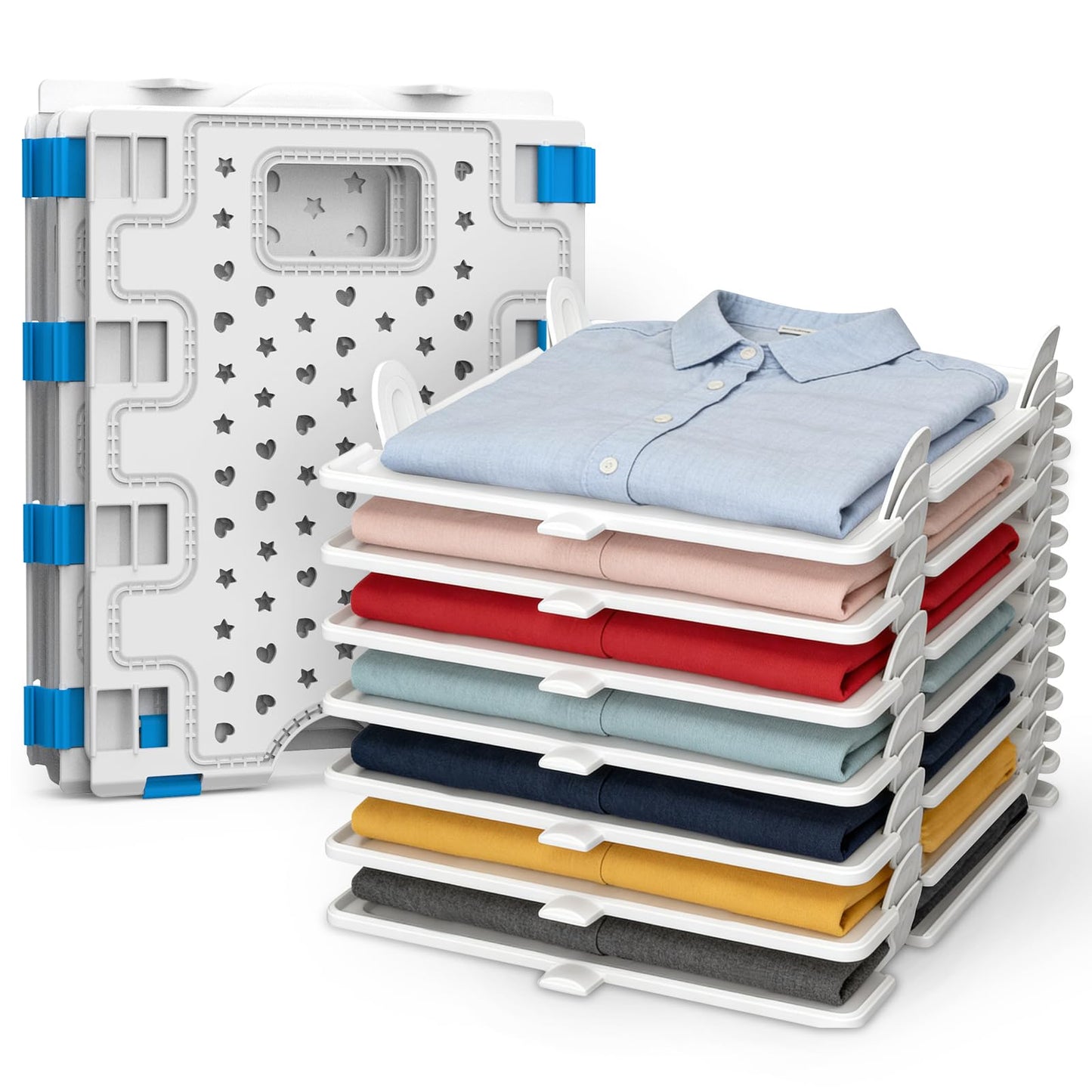 10Pc Stackable Closet Organizer & T-Shirt Folder Board Bundle