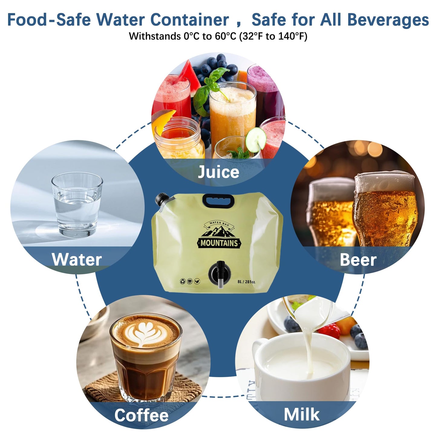 Collapsible Water Jug with Spigot, BPA-Free Portable Water Bags for Camping