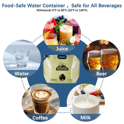 Collapsible Water Jug with Spigot, BPA-Free Portable Water Bags for Camping