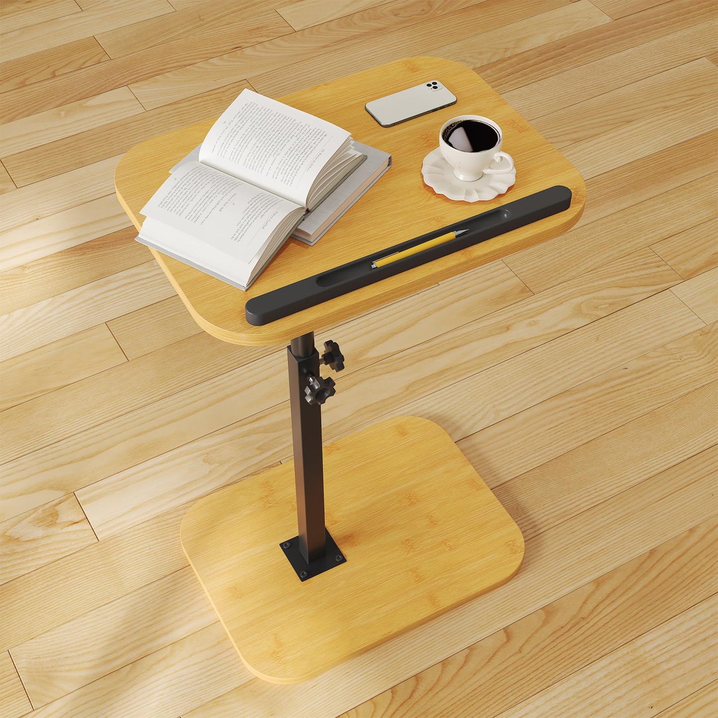 Adjustable C-Shaped Side Table, 360° Swivel End Table for Living Room