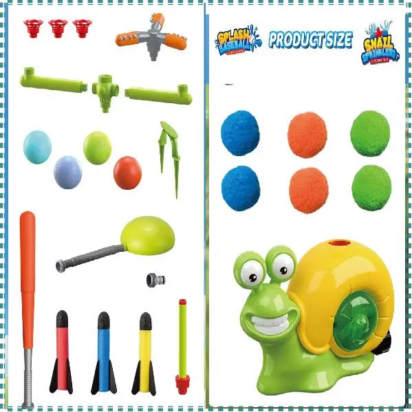 Summer Outdoor Water Toy Set, Rotating Sprinkler Baseball Tee with Water Balls for Kids Backyard Fun