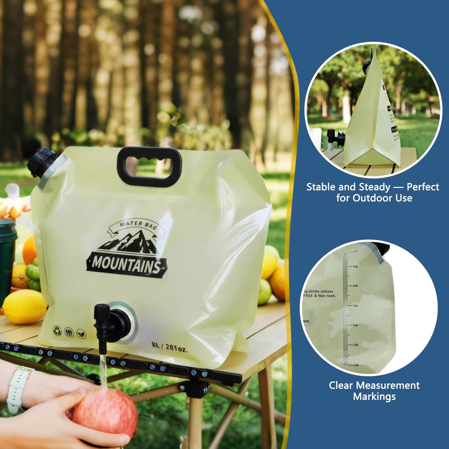 Collapsible Water Jug with Spigot, BPA-Free Portable Water Bags for Camping