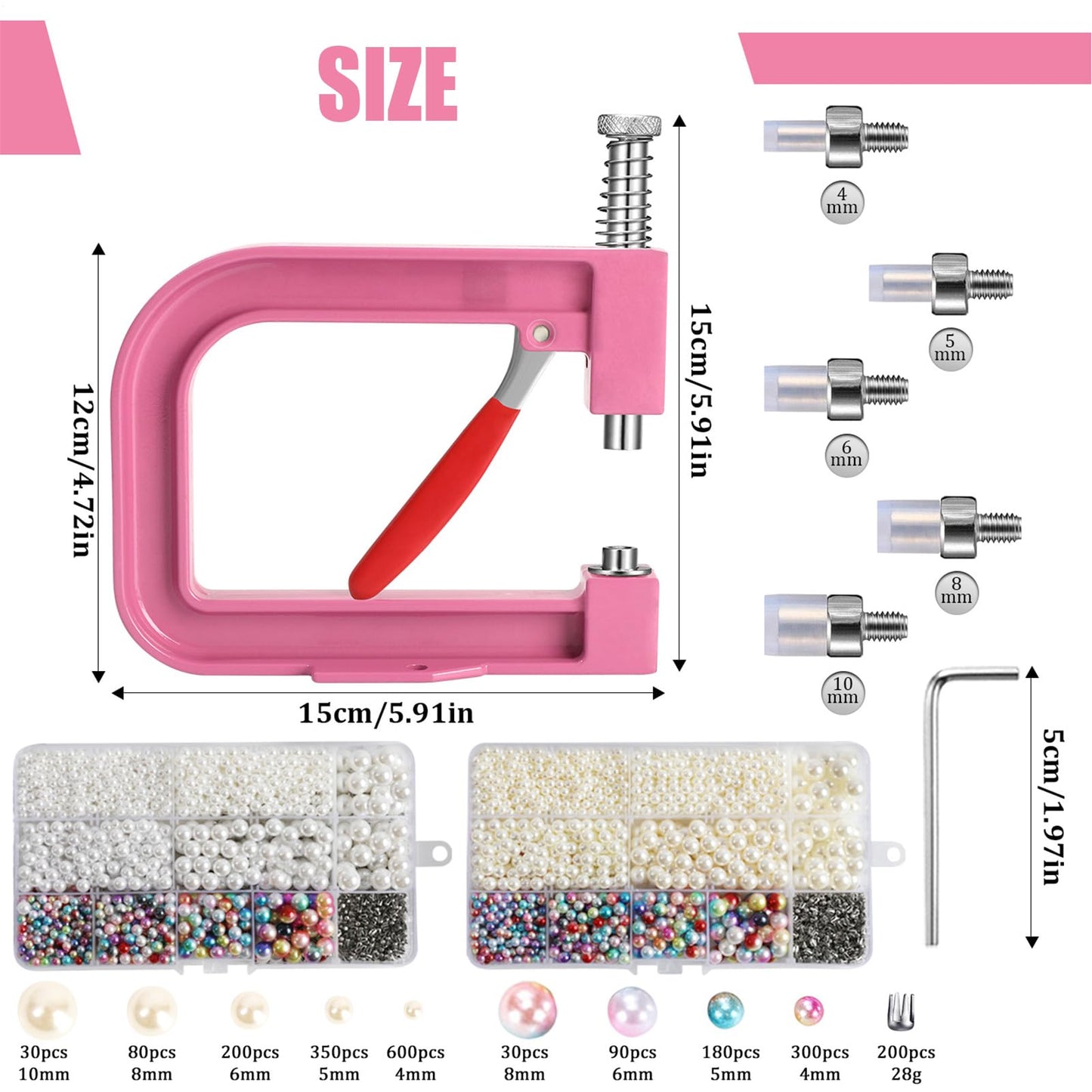 Manual Bead & Rhinestone Setting Tool, Portable Fastener Press for DIY Jewelry, Garment and Wedding Accessory Making