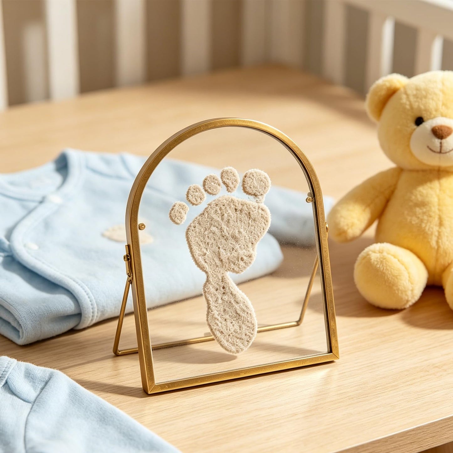 DIY Hand & Paw Print Keepsake Frame Set, Floating Glass Memory Kit Ideal for New Mom & Pet Owner Gifts