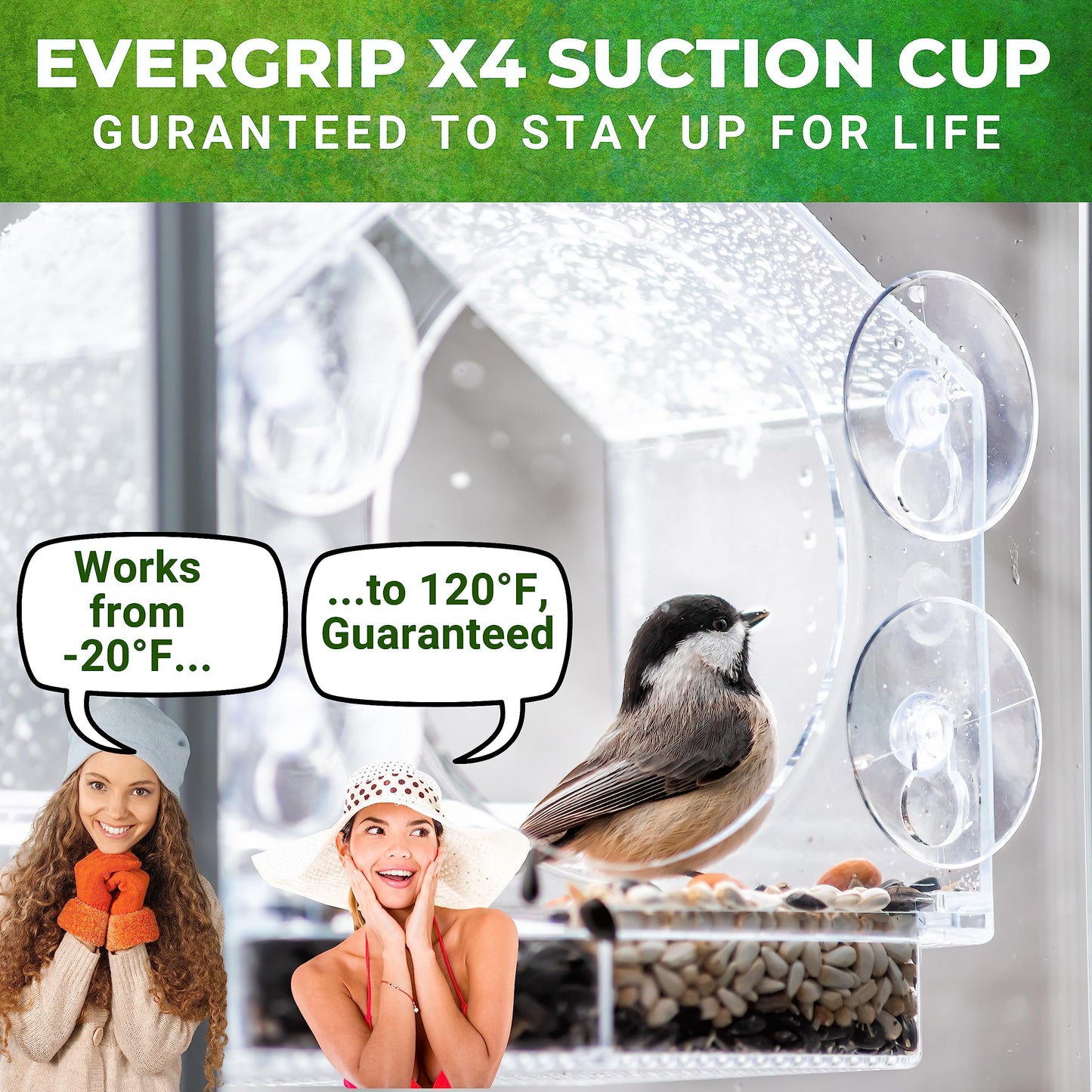 Transparent Acrylic Window Bird Feeder, Weatherproof Suction Cup Birdhouse for Outdoor Bird Watching, Easy to Clean