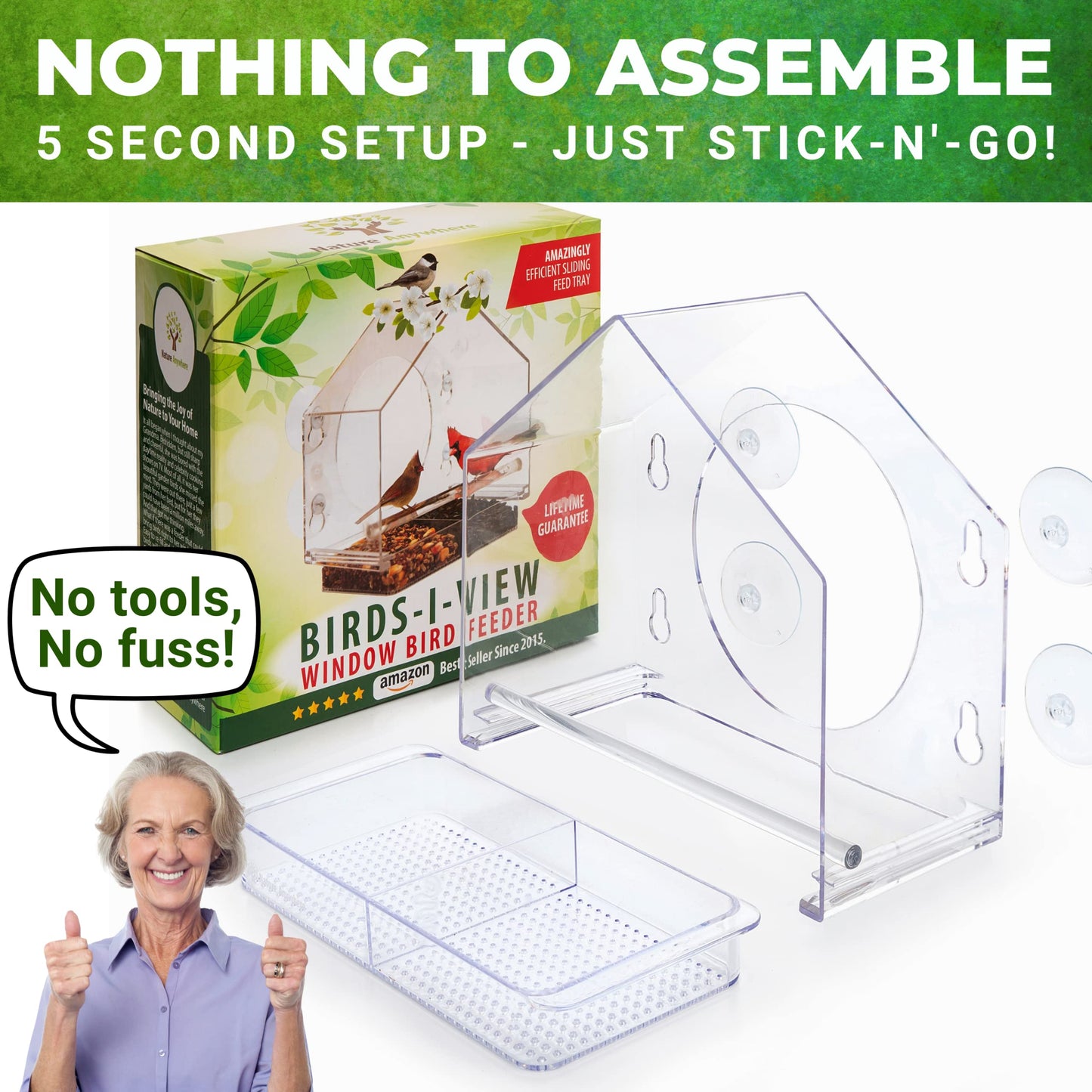 Transparent Acrylic Window Bird Feeder, Weatherproof Suction Cup Birdhouse for Outdoor Bird Watching, Easy to Clean