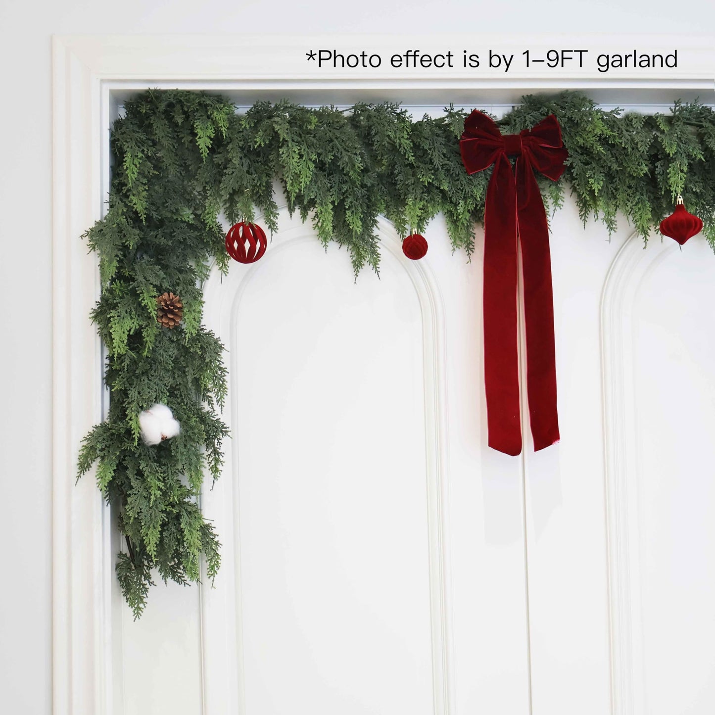 9FT Artificial Christmas Cedar Pine Garland, Realistic Greenery