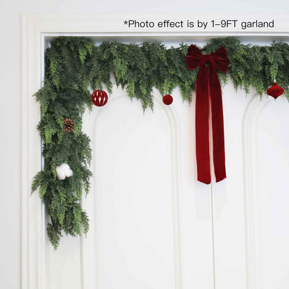 9FT Artificial Christmas Cedar Pine Garland, Realistic Greenery