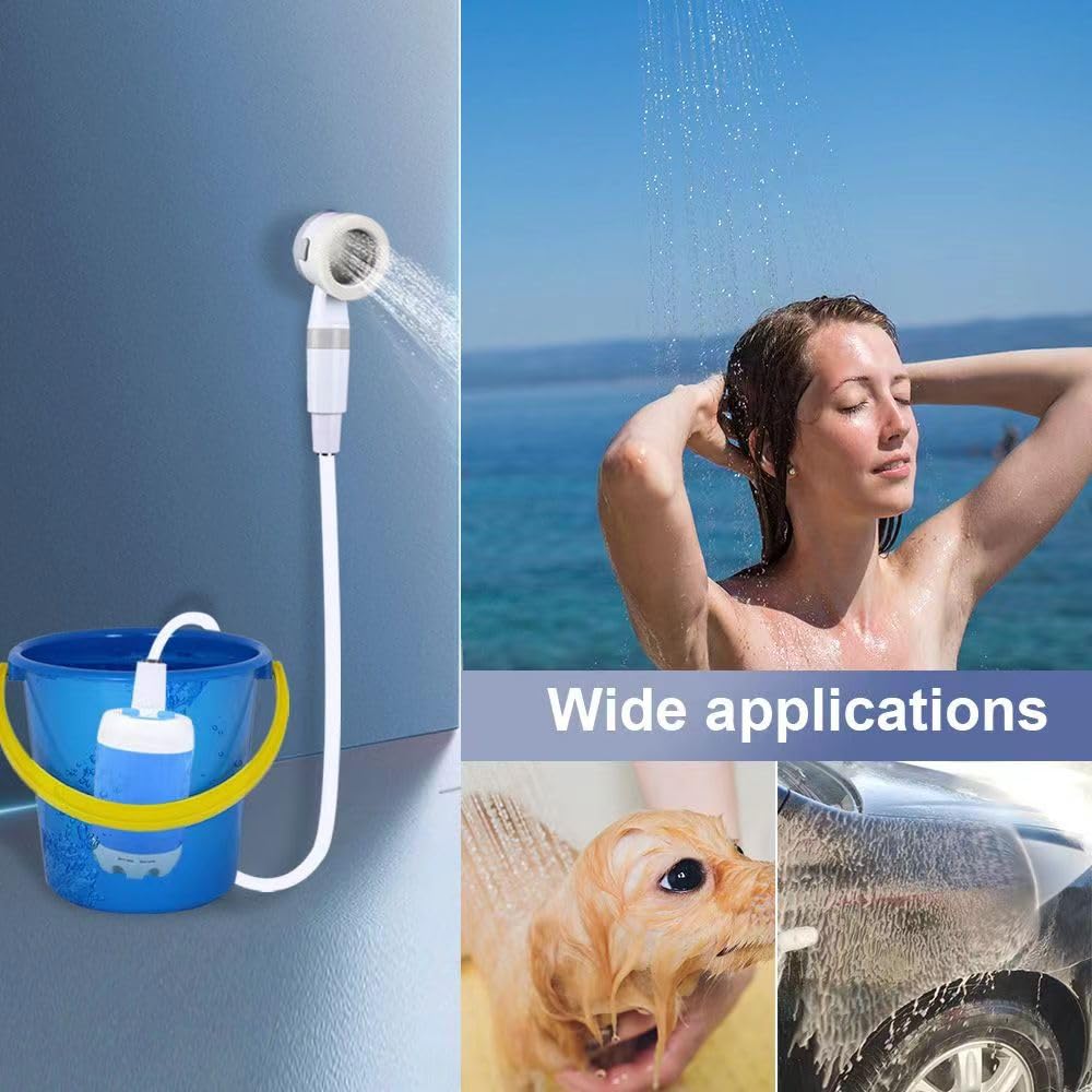 Portable Rechargeable Camping Shower Pump, Outdoor Shower Head Sprayer