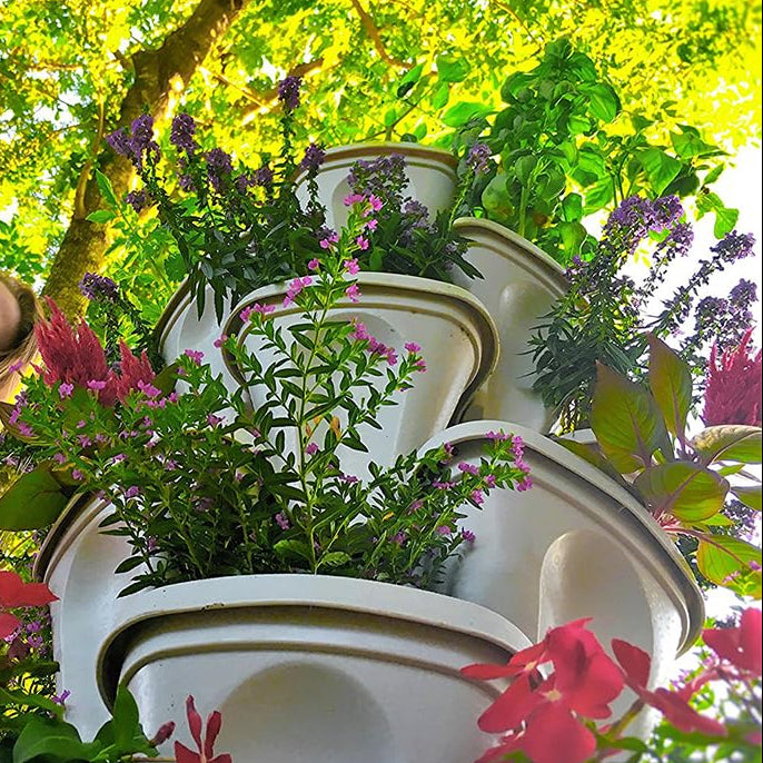Stackable Vertical Growing System, Large Garden Planter for Strawberries & Herbs, Heavy Duty Design