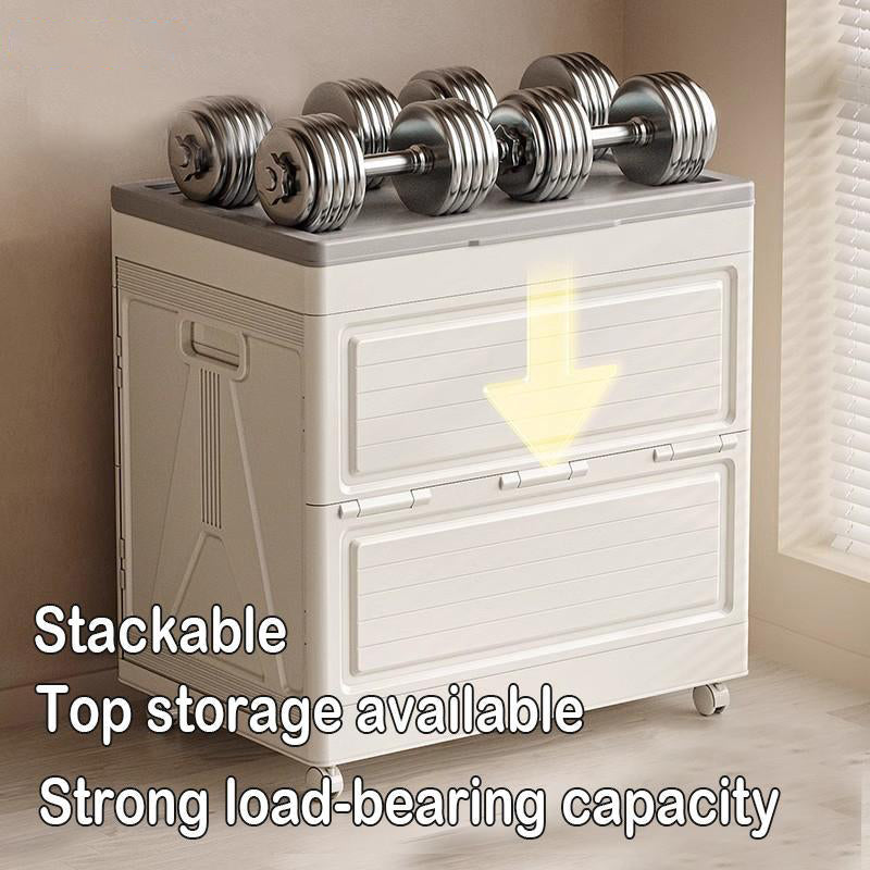 160L Large Capacity Toy Storage Box with Wheels, Plastic Organizer Bin
