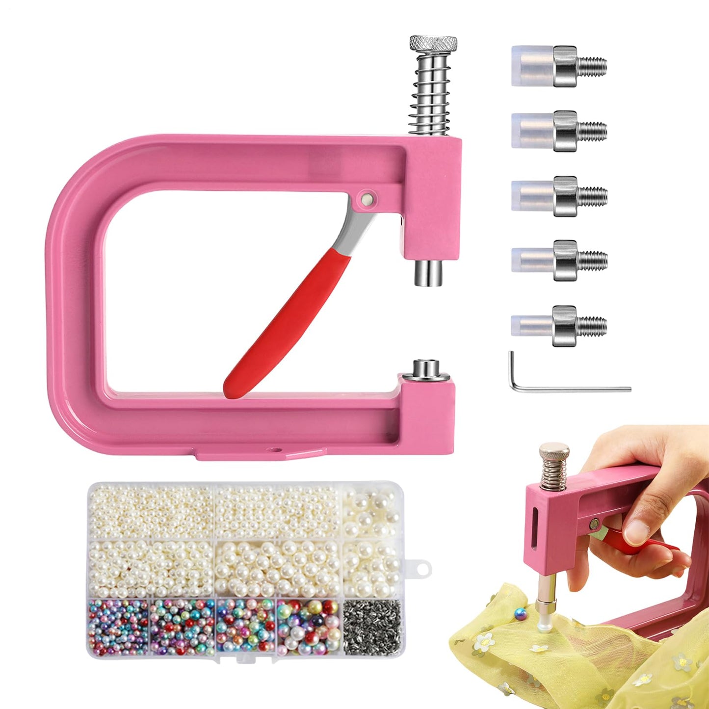 Manual Bead & Rhinestone Setting Tool, Portable Fastener Press for DIY Jewelry, Garment and Wedding Accessory Making