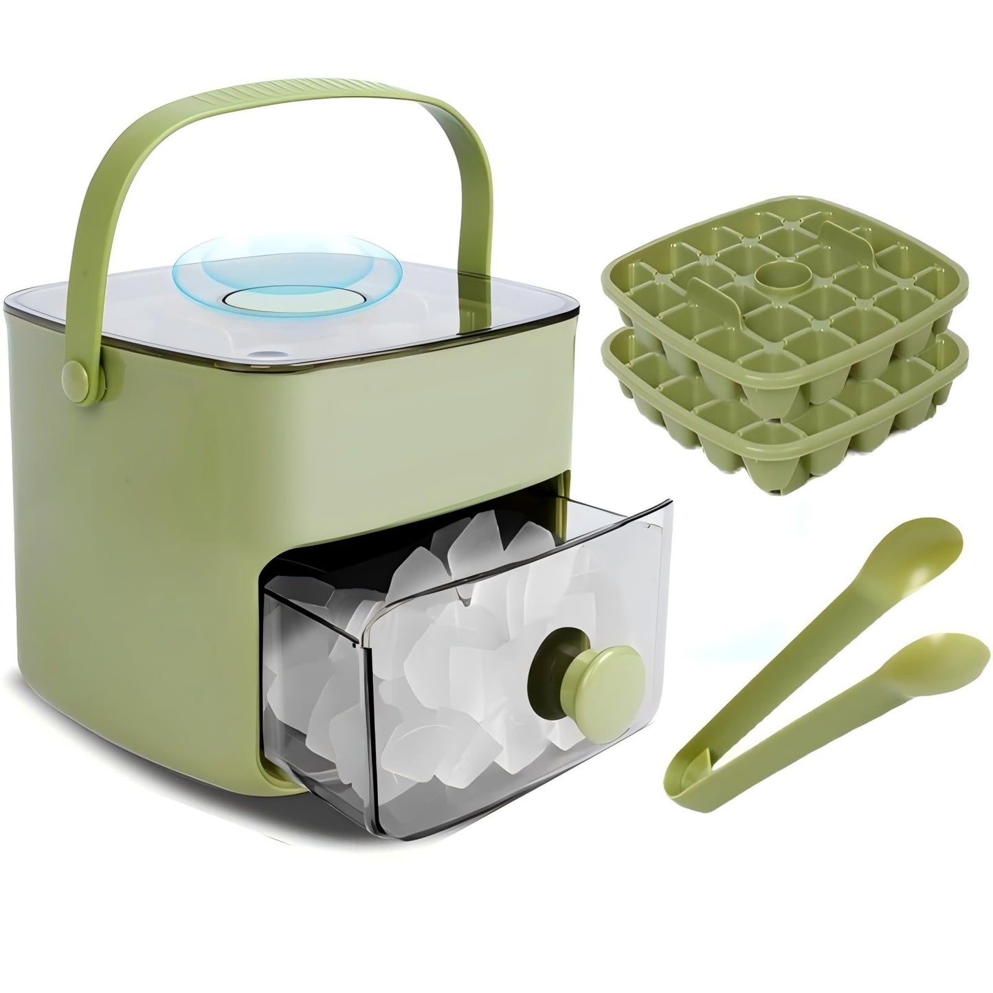 Ice Cube Tray with Lid & Storage Bin, Reusable Ice Mold for Whiskey & Cocktails