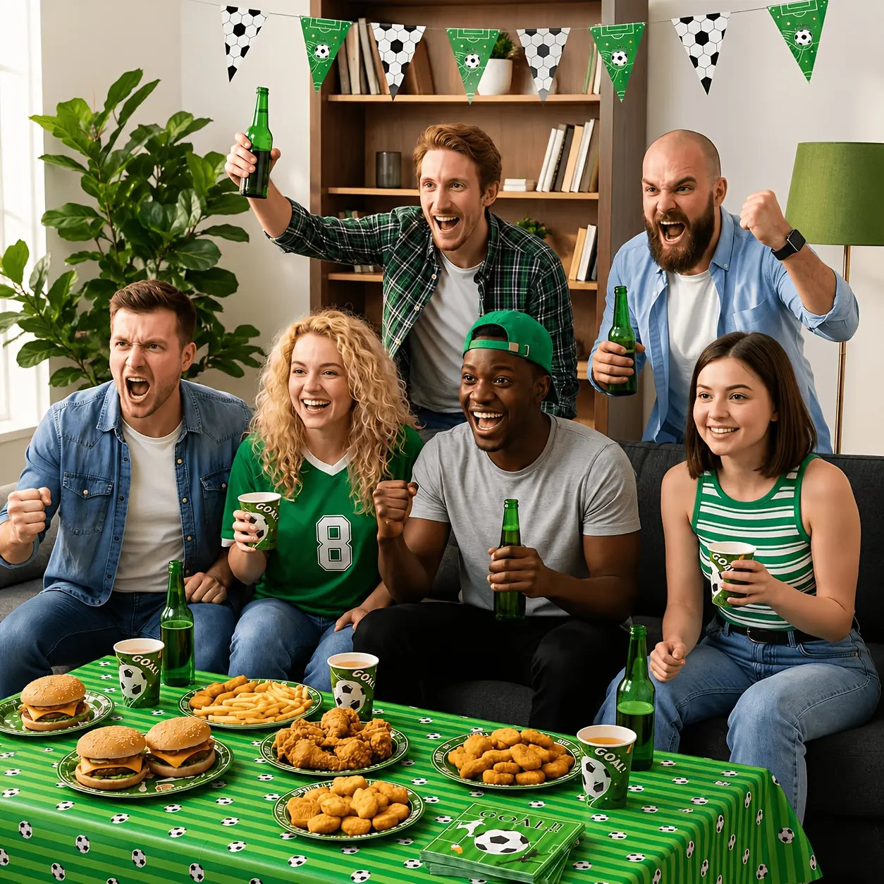 Soccer Themed Party Supplies Kit, Disposable Tableware & Decorations for 30 Guests
