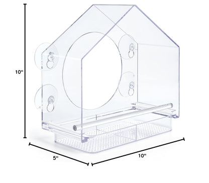 Transparent Acrylic Window Bird Feeder, Weatherproof Suction Cup Birdhouse for Outdoor Bird Watching, Easy to Clean