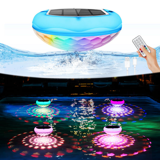 4 Pack IP68 Waterproof Remote Floating Pool & Pond Lights
