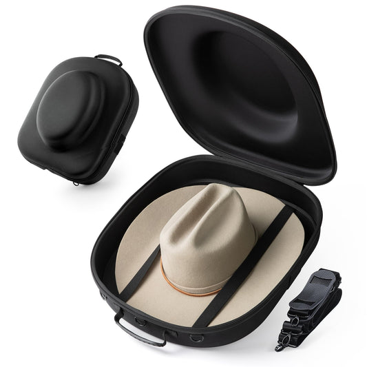 Crushproof Cowboy Hat Travel Case with Carry & Luggage Straps (Large)