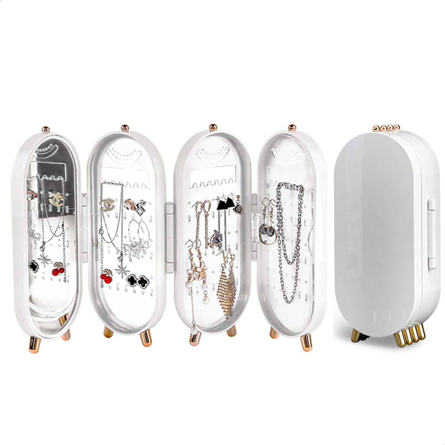 Foldable Jewelry Organizer Box with Mirror