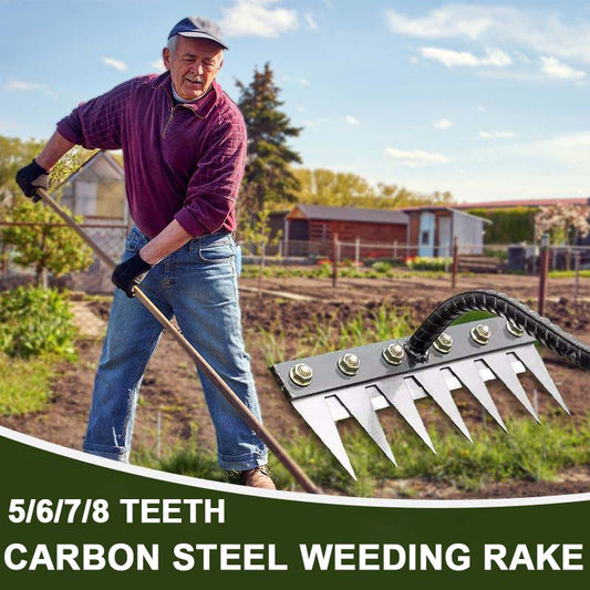 5/6/7/8 Teeth Carbon Steel Garden Weeding Rake with Free Handle